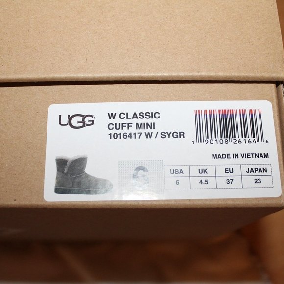 NIB UGG MINI SUEDE SHEARLING BOOTS GRAY 6 - Picture 8 of 9